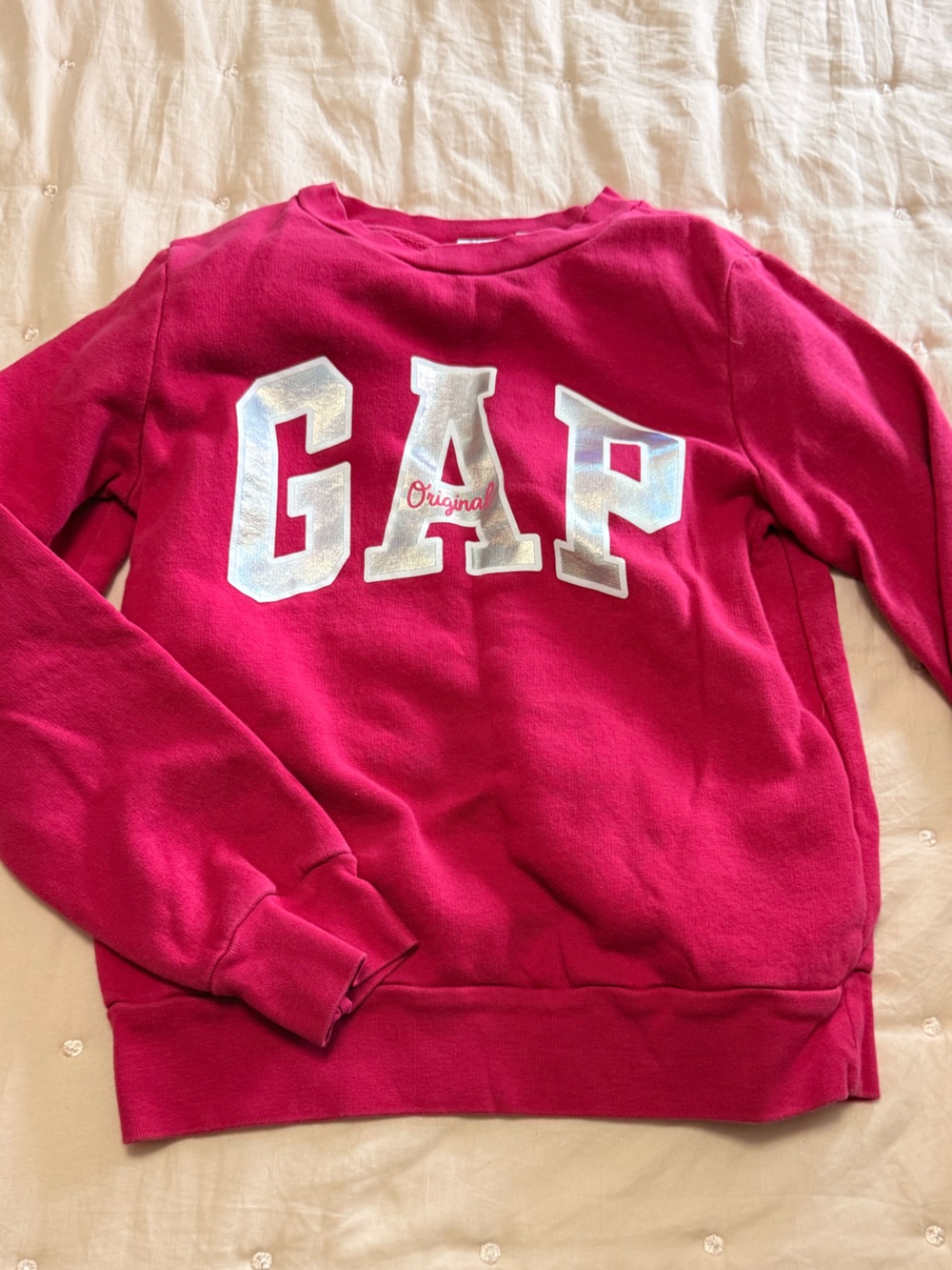🩷GAP Kids Hot Pink Fleece Sweatshirt with Shiny Logo🩷